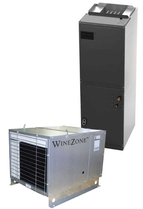 a white winerack refrigerator on a black background